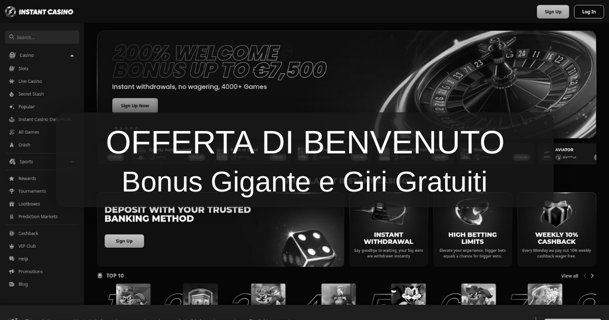 Instant Casino welcome bonus